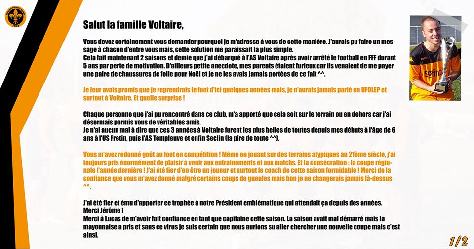 AS Voltaire Ufolep Football Amateur Nord Lille Saint André Club Equipe Entraîneur Joueur Arbitre Match Entrainement 